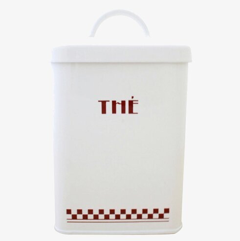 Plåtburk Classic Thé Röd/Vit från Strömshaga, rektangulär