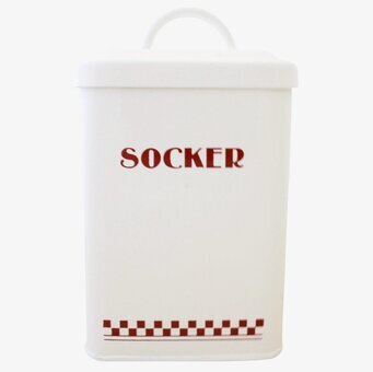 Plåtburk Classic Socker Röd/Vit från Strömshaga i kök