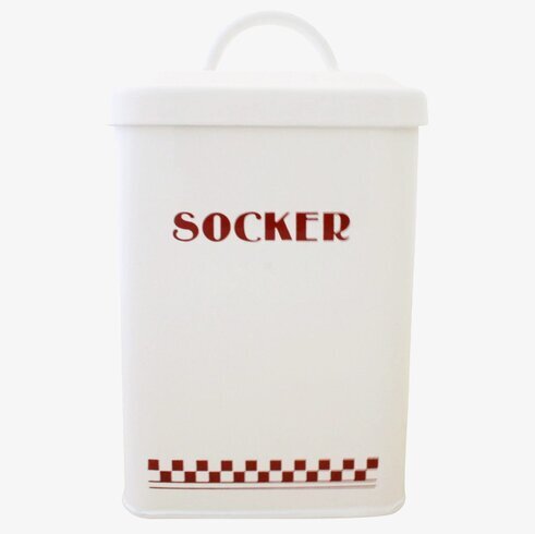 Plåtburk Classic Socker Röd/Vit från Strömshaga i kök