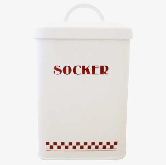 Plåtburk Classic Socker Röd/Vit från Strömshaga i kök