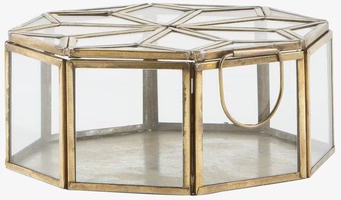 Foto av stilfull glasbox med åttkantig form och stjärnlock