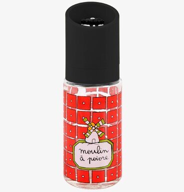 Foto av unik kryddkvarn med lekfull design och glasdetaljer