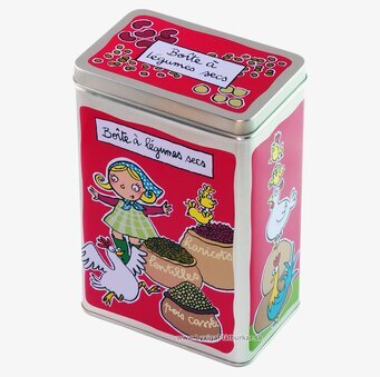 Plåtburk Bönor från Derriére la porte med färgglad design