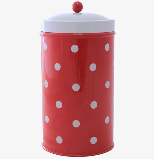 Plåtburk Prick Mellan Röd/Vit från Strömshaga i retrostil