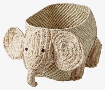Bild av elefantformad förvaringskorg i naturligt material
