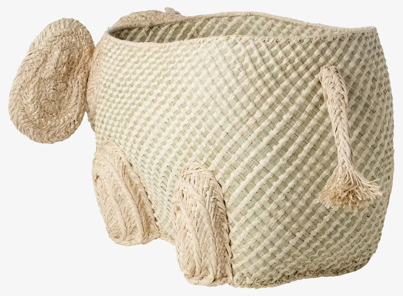 Bild av unik elefantformad förvaringskorg i naturfibrer