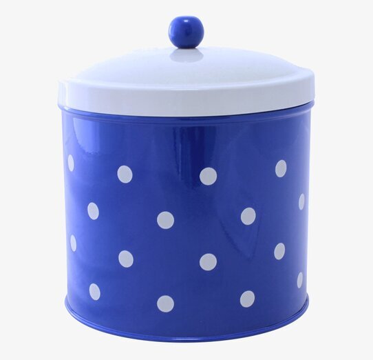 Plåtburk Prick Rund Stor Blå/Vit från Strömshaga