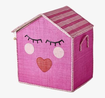 Foto av unik, färgstark förvaringskorg med ansikte