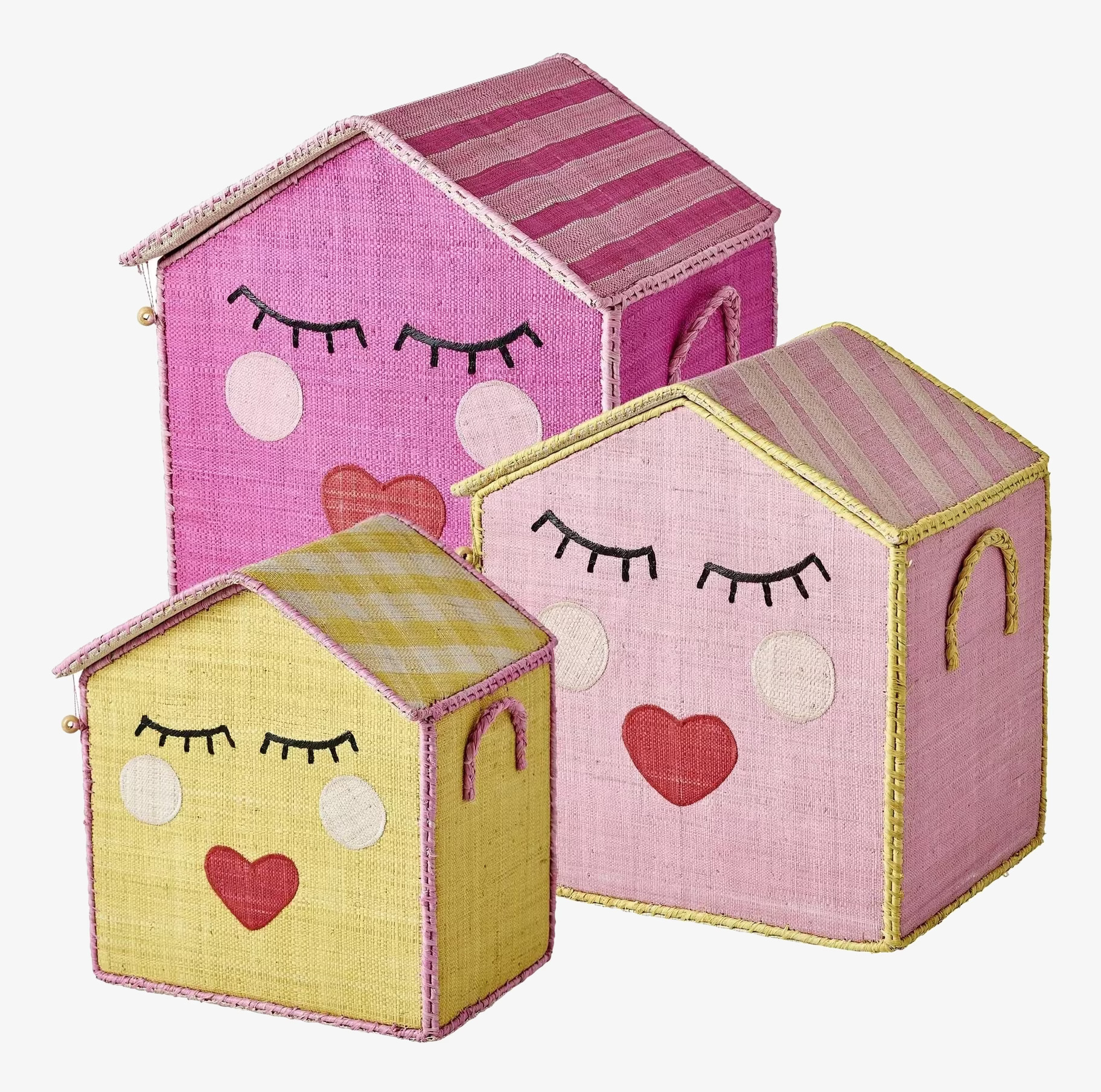 Förvaringskorg Sweet Face Medium från Rice i rosa husdesign