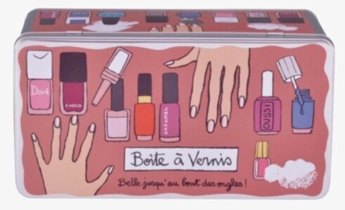 Plåtburk Nagellack från Derriére la porte med färgglada motiv